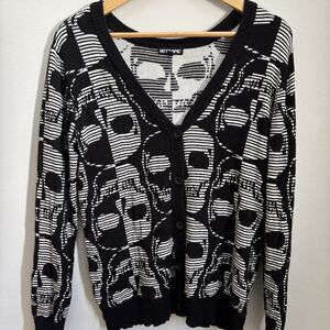 Y2K Skull Cardigan Vintage Retro Hot Topic Grunge Witchy Goth Eerie Halloween sM